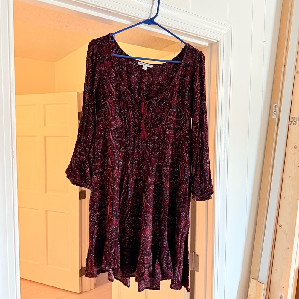 American Eagle Bohemian Paisley Dress in Red and Black